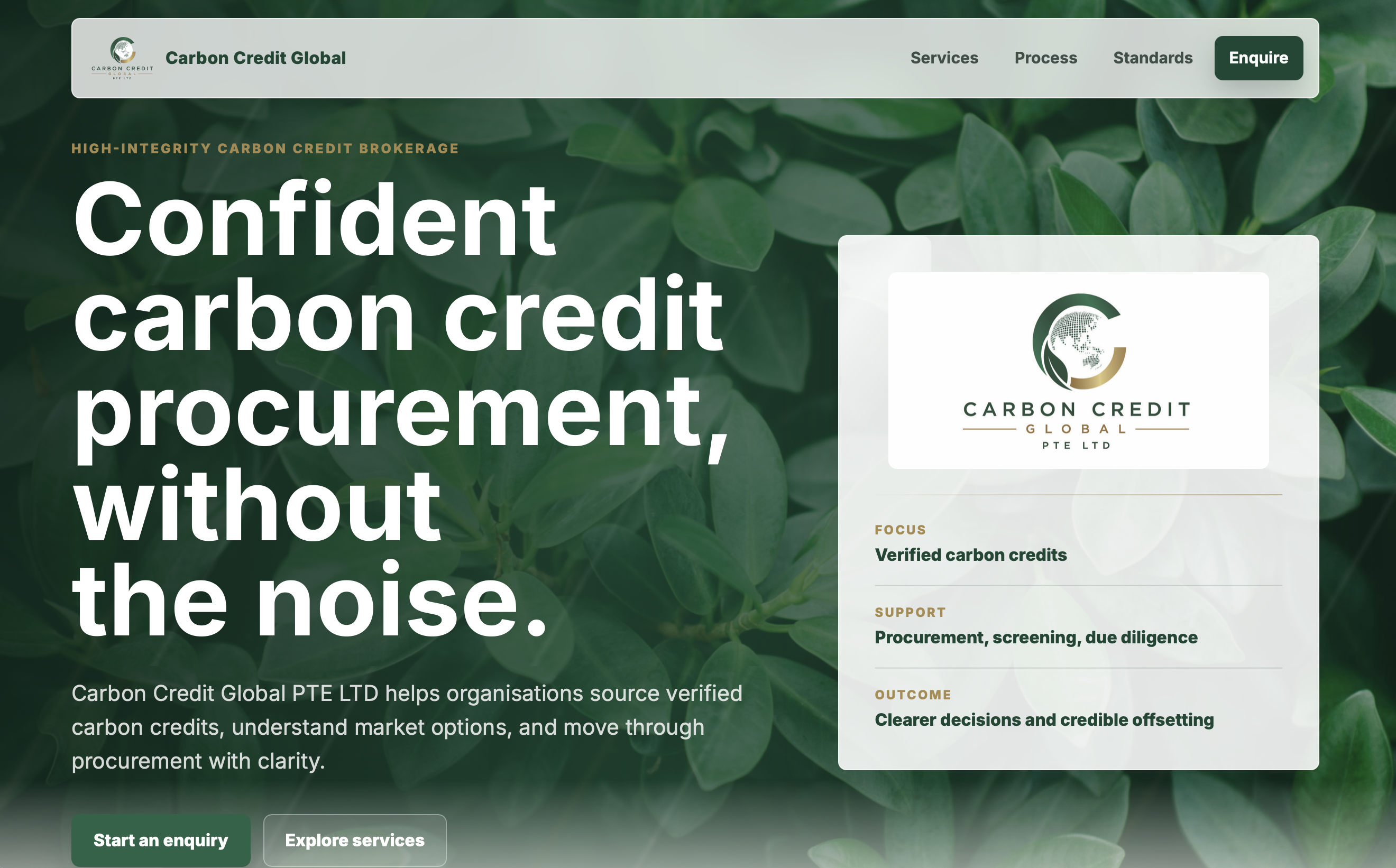 Carbon Credit Global website preview